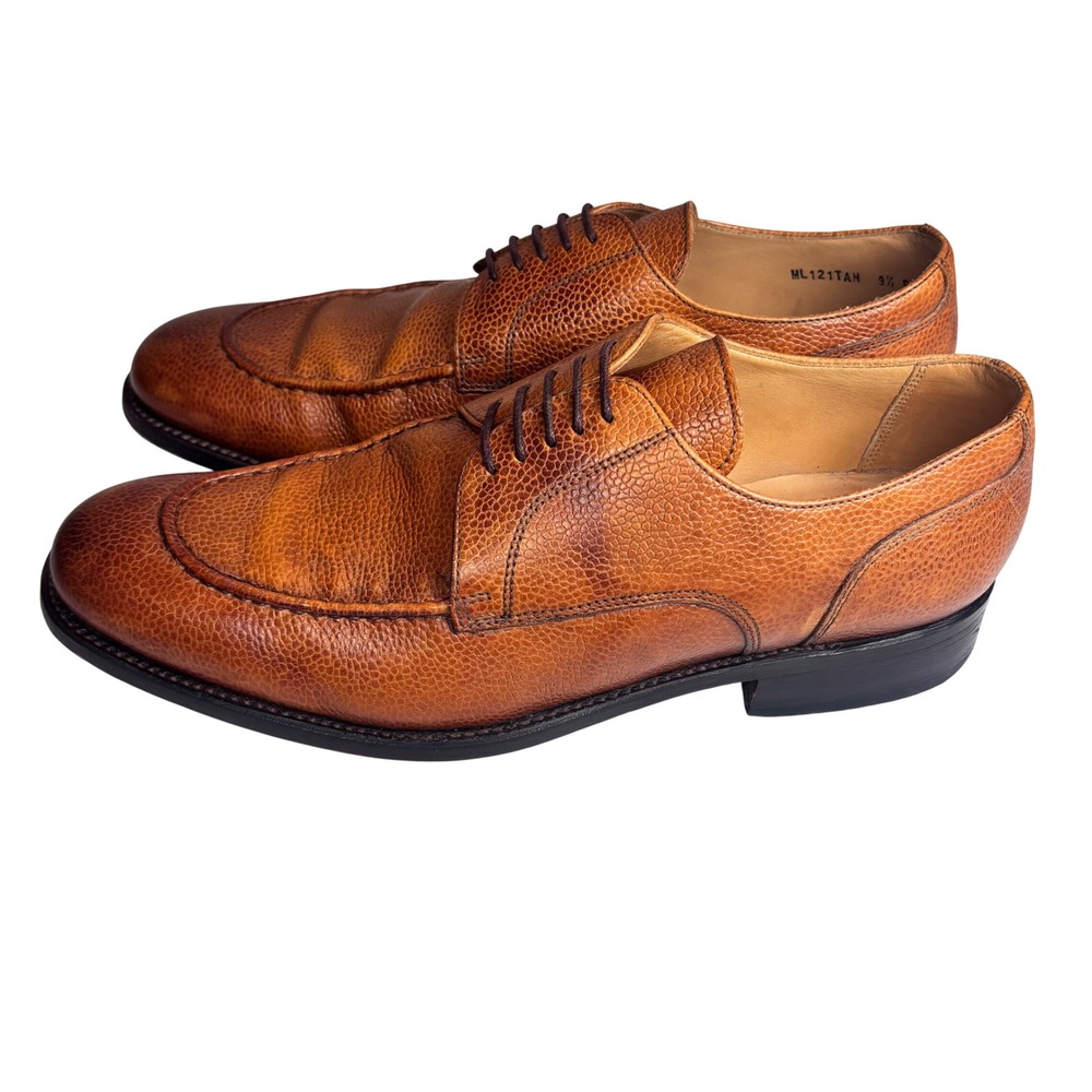 Charles Tyrwhitt Derby Shoes Tan Pebble Leather Cognac Brown Lace Up‎ Mens 9.5 F